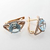 Серьга золото 585, общий вес - 3.04 г, чистый вес - 1.375 г